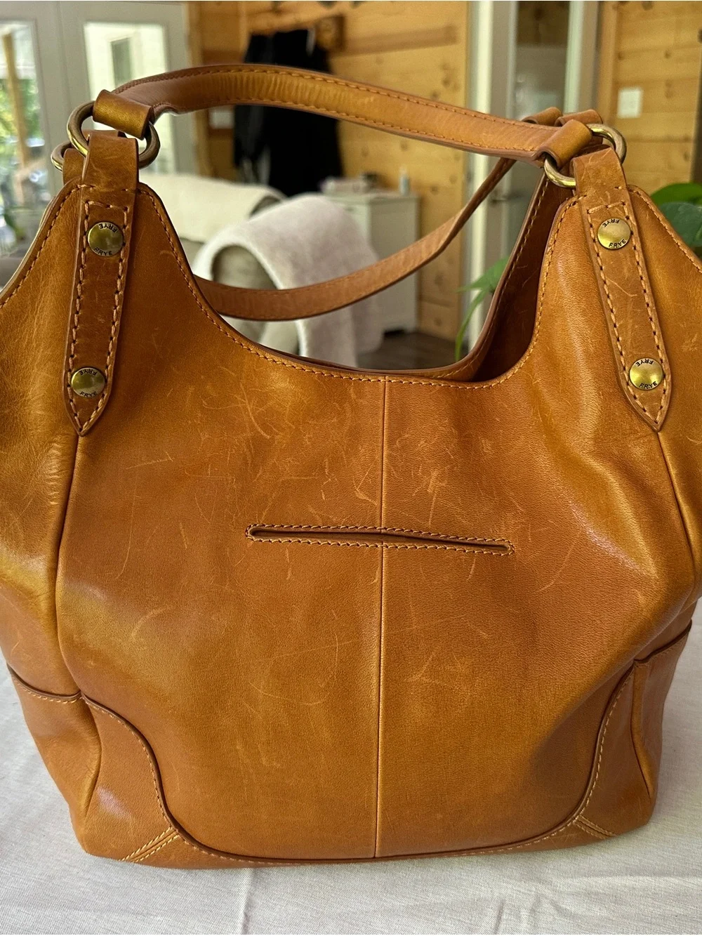 Frye Cognac Leather Hobo Shoulder Bag